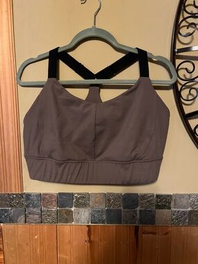 Beyond Yoga Taupe Sports Bralette with Black Straps